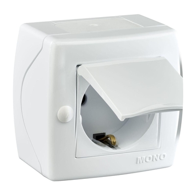 Mono Electric Розетка 2К+З Mono Electric Octans IP20 16A 250V с крышкой винтовое подключение белый 104-010107-118 