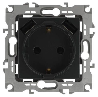 ЭРА Розетка Эра Elegance 2P E со шторками 16A 250V 2xUSB Б0047871 14-4109-05 