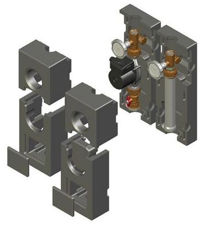 Meibes Насосная группа, Meibes, V-UK DN32(1 1/4"), без насоса, контур без смесителя, рабочая температура до 110 °C, давление 6 бар, подающая линия слева, арт. M66814EA M66814EA