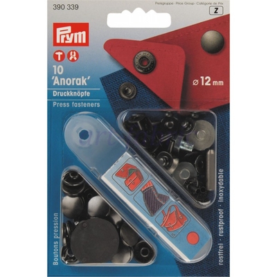 Prym 390339 Prym Кнопки "Anorak" черные 12мм 