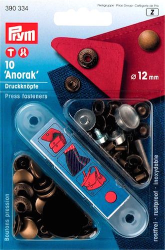 Prym 390334 Prym Кнопки "Anorak" цвета состаренной латуни 12мм 