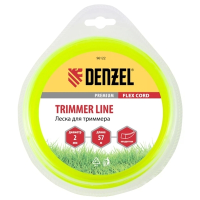 Denzel леска для триммера 2,0 (57м) квадрат flex cord, denzel 96122 