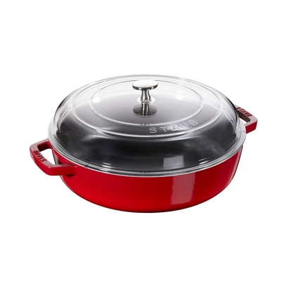 Staub Сотейник чугунный со стеклянной крышкой 24 см Staub вишневый 12722406 