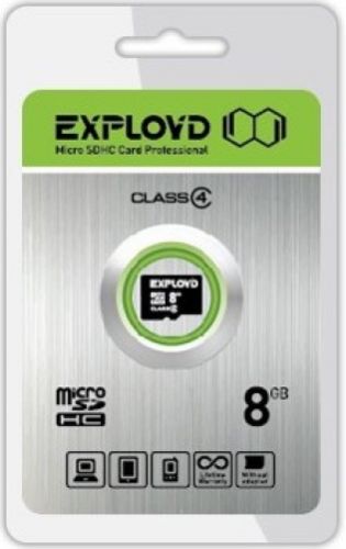 Exployd Карта памяти 8GB Exployd CLASS 4, без адаптера EX008GCSDHC4-W/A-AD 