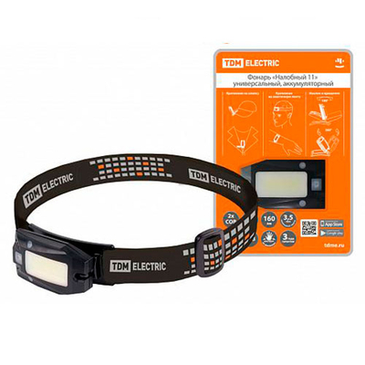 TDM Electric Фонарь TDM Налобный 11 универсальный, аккумуляторный, 3+2 Вт COB, Li-Ion 3,7 В 0,5 А*ч, USB, сенсор TDM Electric SQ0350-0063 Налобный () SQ0350-0063