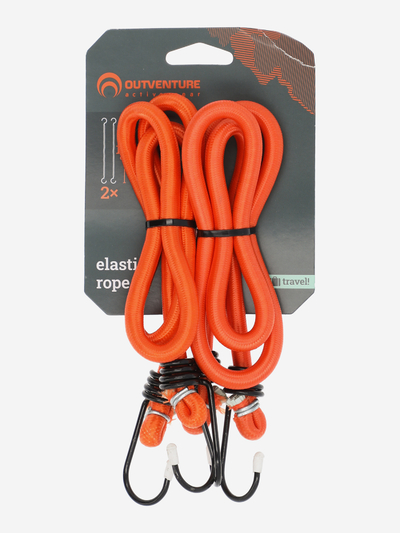 OUTVENTURE Веревки-растяжки Outventure 2 х 100 см, Оранжевый, размер Без размера Elastic transportation cord with hooks, 100 cm 107507OUT-D2