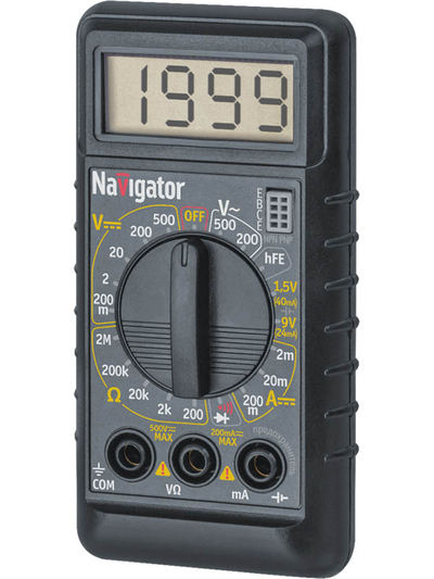 NAVIGATOR мультиметр NAVIGATOR V23GA цифровой 8 функций индикатр черный NMT-Mm04-182 M182 82434
