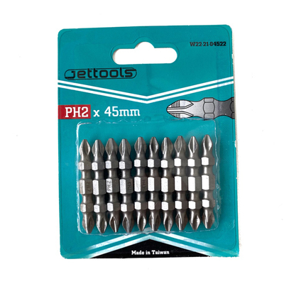 Jettools бита JETTOOLS PH2xPH2 45мм двусторонняя для больших нагрузок 10шт W2-21-04522