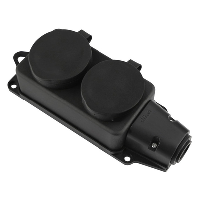 Duwi колодка 2 гнезда DUWI с крышкой с/з IP44 16A черный 27461 2 