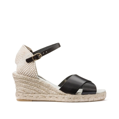 La Redoute Collections Босоножки Из кожи на танкетке 41 черный La Redoute Collections 