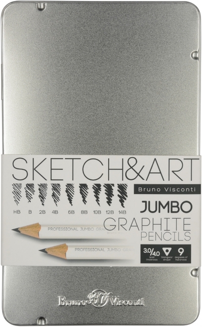 Bruno Visconti Набор чернографитовых карандашей Sketch&Art Jumbo, 9 штук, HB-14B Bruno Visconti 