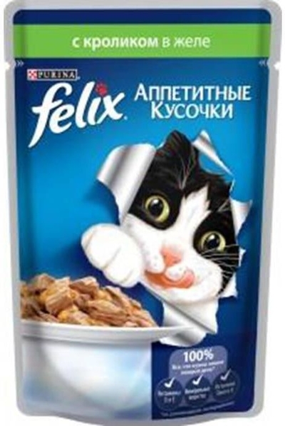 FELIX Felix консервы для кошек желе кролик (85 г) 