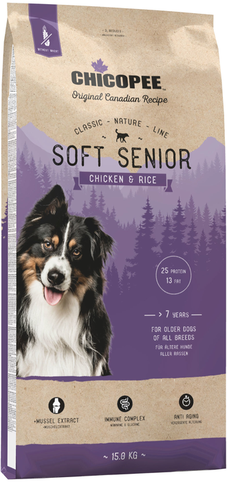 Chicopee Chicopee полувлажный корм для пожилых собак всех пород, курица и рис (2 кг) Classic Nature Line Soft Senior Chicken & Rice 