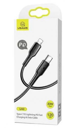 Usams Дата-Кабель USAMS-U43 Type-C-Lightning, черный (SJ406USB01) УТ000020254