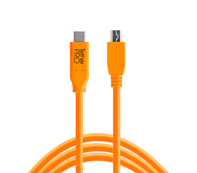 Tether Tools Кабель Tether Tools TetherPro USB-C to 2.0 Micro-B 5-Pin, 4.6 м, оранжевый CUC2515-ORG