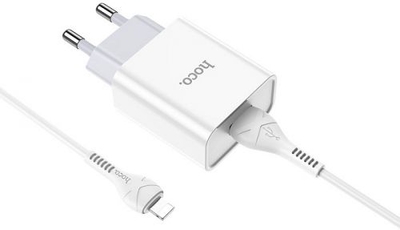 Hoco Сетевое зарядное устройство+кабель Lightning Hoco C81A, 1USB, 2.1A, белый (27947) УТ000022009