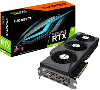 Gigabyte Видеокарта PCI-E GIGABYTE 12GB GDDR6X 384bit 8nm 1260/19000MHz 2*HDMI/3*DP GeForce RTX 3080 (GV-N3080EAGLE-12GD) GV-N3080EAGLE-12GD