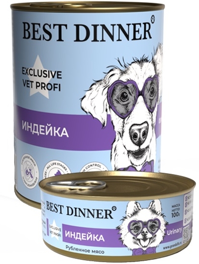 Best Dinner Best Dinner Vet Profi Urinary консервы для собак при профилактике и лечении рецидивов МКБ (Индейка, 340 г.) 
