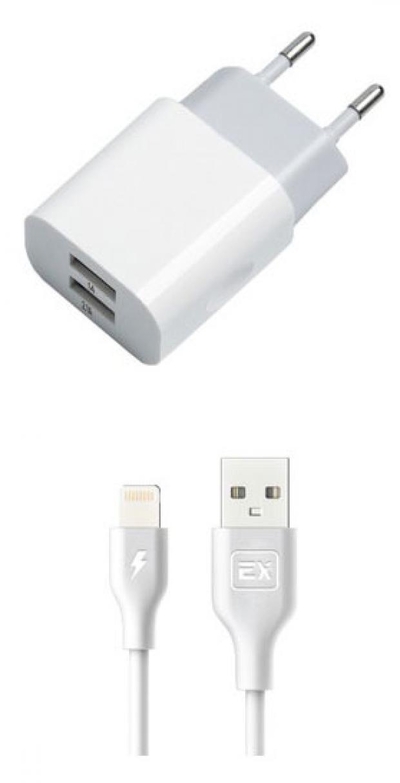 Exployd Сетевое зарядное устройство Exployd Classic EX-Z-465 8 Pin 3.1A 2.1А+1А 2хUSB белое 