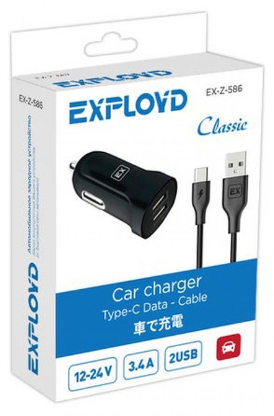Exployd Автомобильное зарядное устройство Exployd EX-Z-586 3.4А 2.4А+1А USB Type-C 