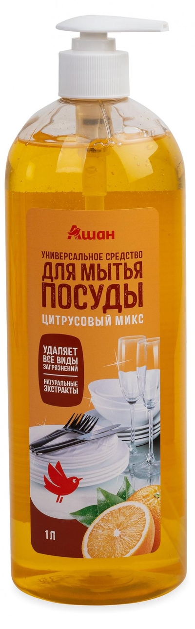 Ашан Средство для мытья посуды АШАН с экстрактом цитрусовых, 1 л 