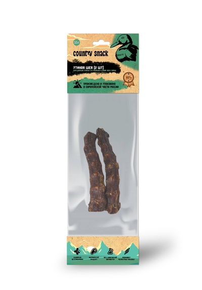Country snaсk Country snack лакомство "Утиная шея" для собак (2 шт) (55 г.) Country snaсk 