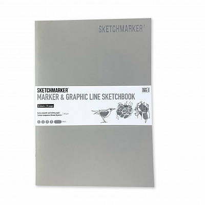 SKETCHMARKER Скетчбук Sketchmarker "MARKER & GRAPHIC LINE" 17,6х25 см 16 л 180 г мягкая обложка, жемчужный MGLSM/PERL