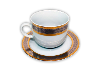 Hoff Набор чайных пар 270 мл 6 шт высокие Thun "Опал /Платина с золотом" / 006547 Hoff Opal