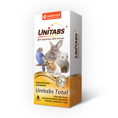 Unitabs Unitabs Тотал витаминный комплекс с коэнзимом Q10 для кроликов, птиц и грызунов, 10 мл 