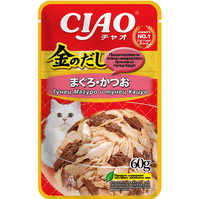 INABA CIAO INABA CIAO Влажный корм для кошек Тунец Магуро и тунец Кацуо 60 г 