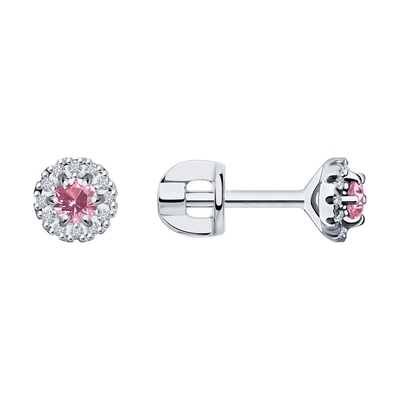 SOKOLOV Diamonds Серьги SOKOLOV Diamonds из белого золота с бриллиантами и сапфиром 2021169-3