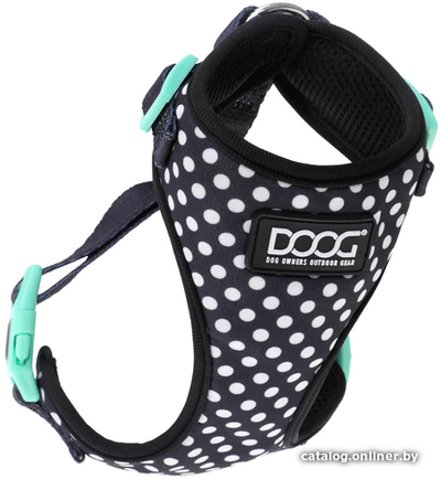 DOOG DOOG Шлейка для собак "NEOFLEX PONGO", черная в белую крапинку, M, 40-56см (Австралия) HARN3SOFT-M