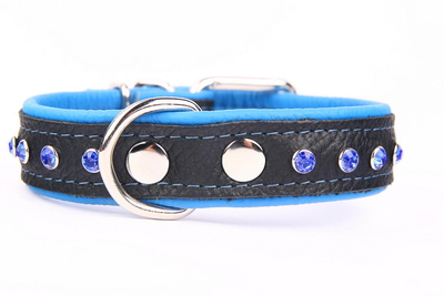 ZOOLESZCZ ZOOLESZCZ Ошейник для собак "Neo Crystal", черно-голубой, 40х2.5см 758/Black-Blue
