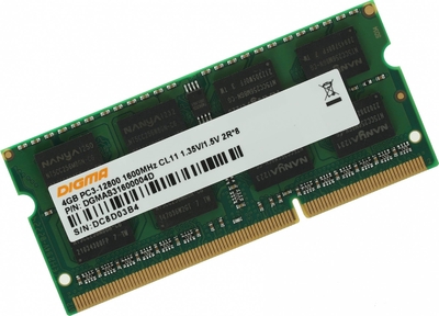 Digma Оперативная память Digma DDR3 - 4Gb, 1600 МГц, SO-DIMM, CL11 (dgmas31600004d) DGMAS31600004D