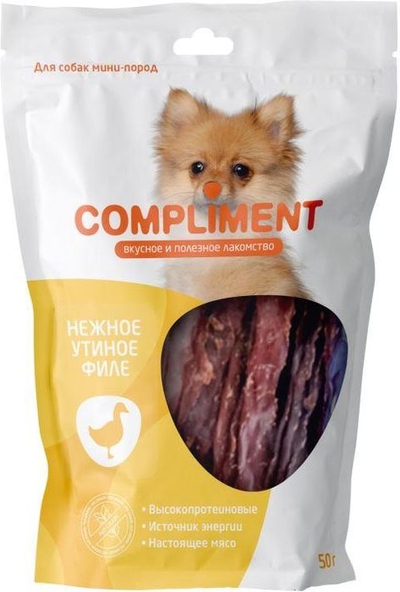 Compliment Compliment лакомство для собак малых пород, полоски из нежного утиного филе (50 г) 