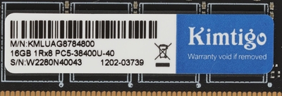 KIMTIGO Оперативная память Kimtigo DDR5 - 16Gb, 4800 МГц, DIMM (kmluag8784800) KMLUAG8784800