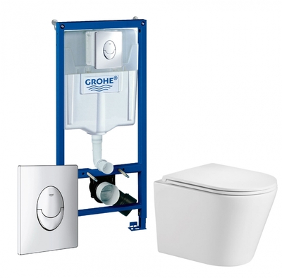 GROHE Комплект 3 в 1 инсталляция Grohe Rapid SL + Подвесной унитаз WeltWasser Salzbach 004 GL-WT + кнопка хром x38721001+10000003666 