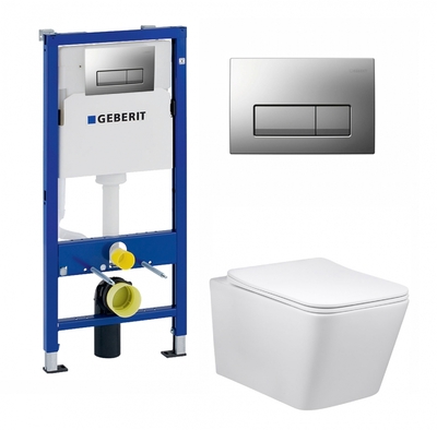 Geberit Комплект 3 в 1 инсталляция Geberit Duofix UP100 + Унитаз Vincea Q-Line VT1-12 + кнопка хром матовый 458.103.00.1+115.105.46.1+VT1-12 
