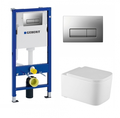 Geberit Комплект 3 в 1 инсталляция Geberit Duofix UP100 + Унитаз Vincea Ultra Rimless VT1-32 + кнопка хром матовый 458.103.00.1+115.105.46.1+VT1-32 