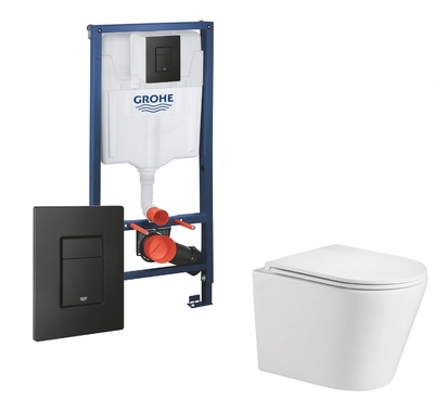 GROHE Комплект 3 в 1 инсталляция Grohe Rapid SL + Подвесной унитаз WeltWasser Salzbach 004 GL-WT + кнопка черная 38811KF0+10000003666 