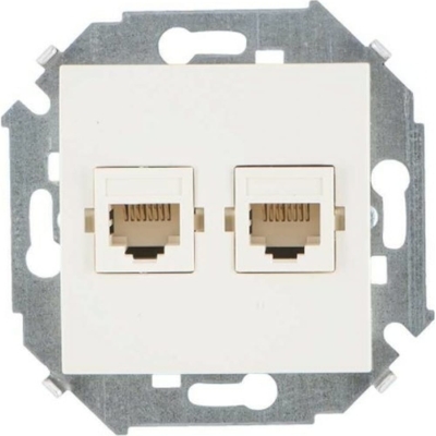 Simon 15 1591593-031 Розетка компьютерная (2хRJ45, под рамку, скрытая установка, слоновая кость) Simon 1591593-031