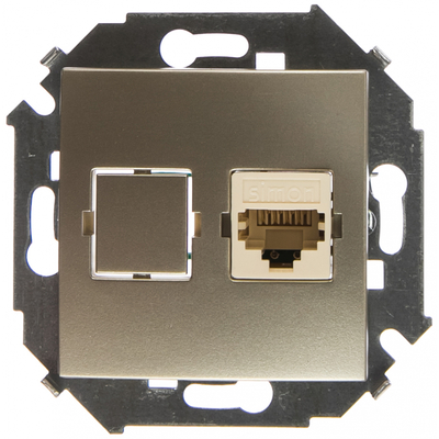 Simon 15 1591598-034 Розетка компьютерная (RJ45, cat.5e, под рамку, скрытая установка, шампань) Simon 1591598-034