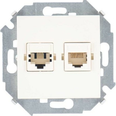 Simon 15 1591590-031 Розетка информационная (RJ45+RJ11, под рамку, скрытая установка, слоновая кость) Упаковка (20 шт.) Simon 1591590-031