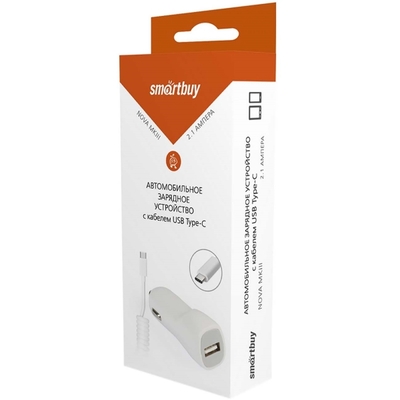 Smartbuy Автомобильное зарядное устройство Smartbuy Nova MKII USB/Type-C 2,1A White (SBP-1504C-V) 