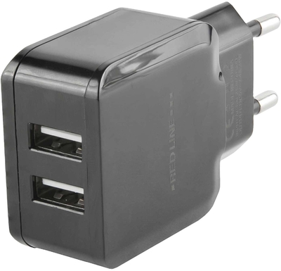 Red Line Сетевое зарядное устройство Red Line 2 USB, 2.4A + MicroUSB Black (УТ000013634) 