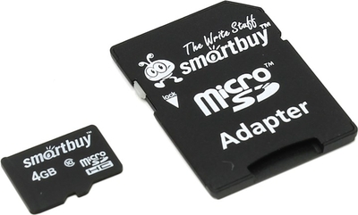 Smartbuy Карта памяти 4GB SmartBuy micro SDHC class 10 (SD адаптер) SB4GBSDCL10-01 