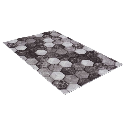 Shahintex Коврик влаговпитывающий Shahintex Digital Print Соты Мрамор 60х90, чёрно-серый 822027