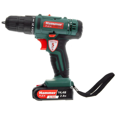 Hammer дрель-шуруповерт HAMMER ACD14BS 14,4В Li-Ion 2Ач 2 аккумулятора ACD14BS