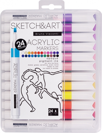 Bruno Visconti Набор маркеров акриловых Sketch&Art, 24 цвета Bruno Visconti 