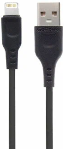 GoPower Кабель интерфейсный GoPower GP01L USB (m)-Lightning (m) 1.0м 2.4A ПВХ черный 00-00018568 